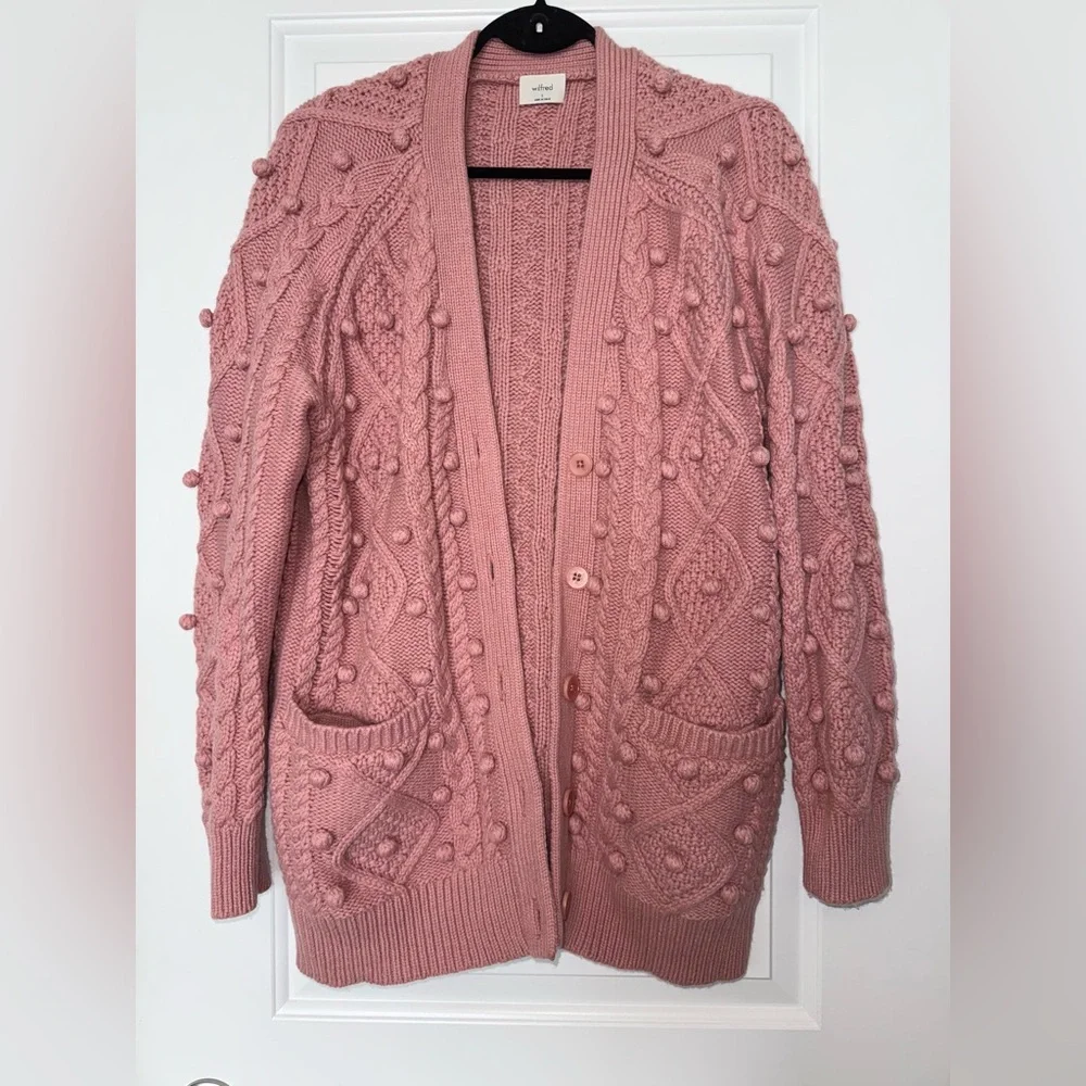 Aritzia Wilfred Alps Cardigan in Rose Blush, merino blend, size small oversized - Picture 7 of 14